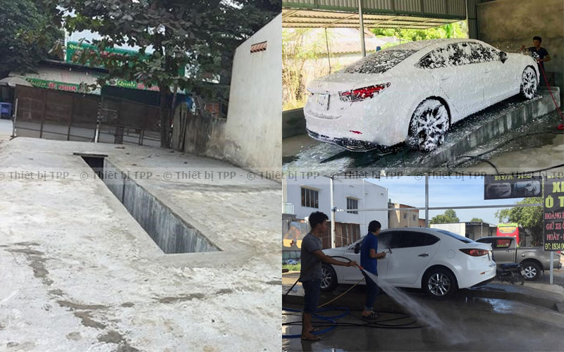 Bệ bê tông rửa xe ô tô